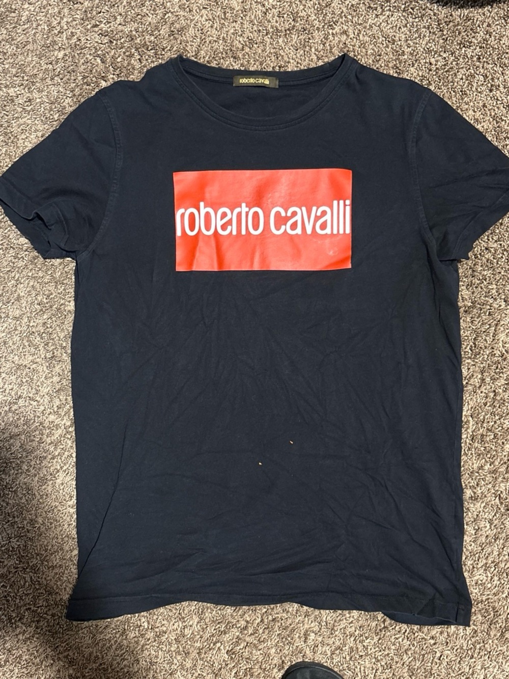 Roberto Cavalli Black Tee with Red Logo Box